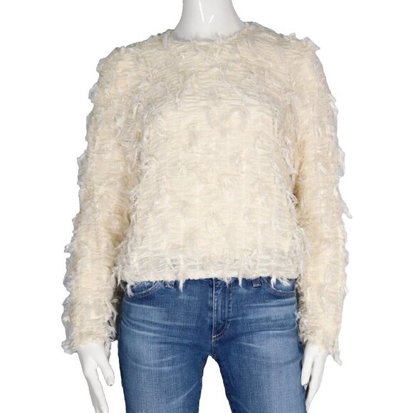 Mable Women's Size Small Pale Yellow Blouse Semi-Sheer Ruched Long Sleeve Shirt - Picture 1 of 10